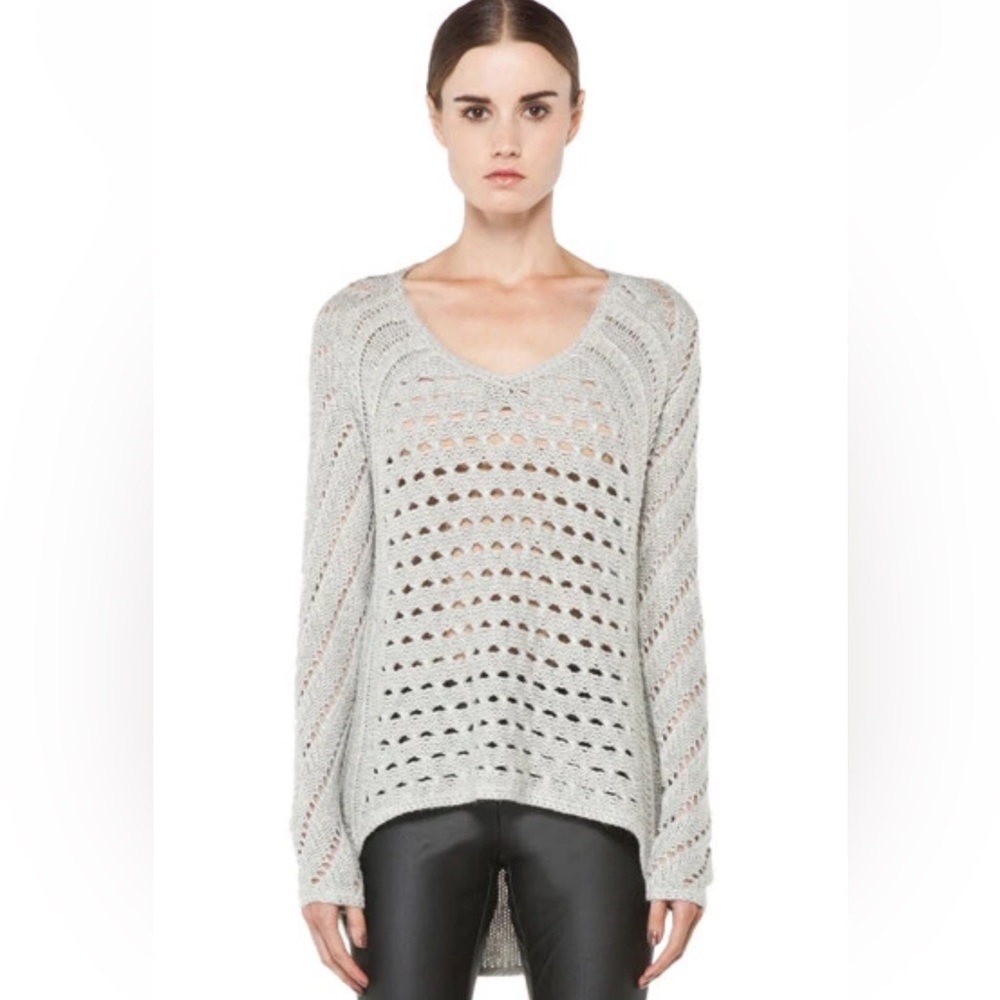 Helmut Lang Women's Grey Inherent Texture V-Neck Sweater